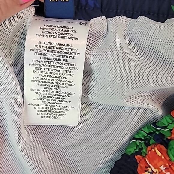 Polo Ralph Lauren Swim Trunks XL Navy Floral Hawaiian Shorts 5" Inseam EUC - Picture 6 of 10